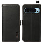 KHAZNEH Side-Magnetic Litchi Genuine Leather RFID Phone Case, For Google Pixel 9, For Google Pixel 8a