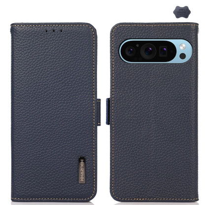 KHAZNEH Side-Magnetic Litchi Genuine Leather RFID Phone Case