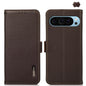 KHAZNEH Side-Magnetic Litchi Genuine Leather RFID Phone Case, For Google Pixel 9, For Google Pixel 8a