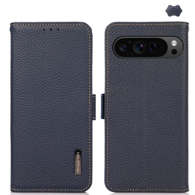 KHAZNEH Side-Magnetic Litchi Genuine Leather RFID Phone Case, For Google Pixel 11 Pro XL, For Google Pixel 11 Pro / 11, For Google Pixel 10a, For Google Pixel 9a, For Google Pixel 9 Pro, For Google Pixel 9