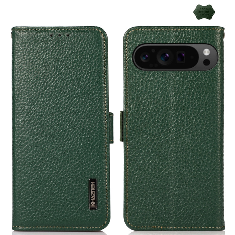 KHAZNEH Side-Magnetic Litchi Genuine Leather RFID Phone Case