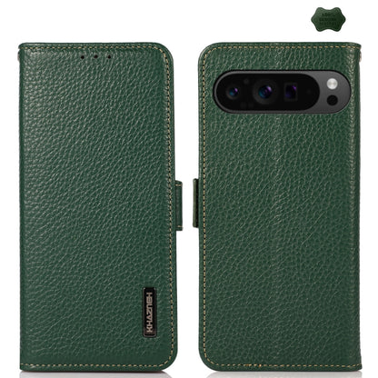 KHAZNEH Side-Magnetic Litchi Genuine Leather RFID Phone Case, For Google Pixel 11 Pro XL, For Google Pixel 11 Pro / 11, For Google Pixel 10a, For Google Pixel 9a, For Google Pixel 9 Pro, For Google Pixel 9