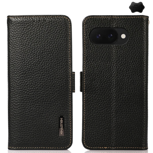 KHAZNEH Side-Magnetic Litchi Genuine Leather RFID Phone Case