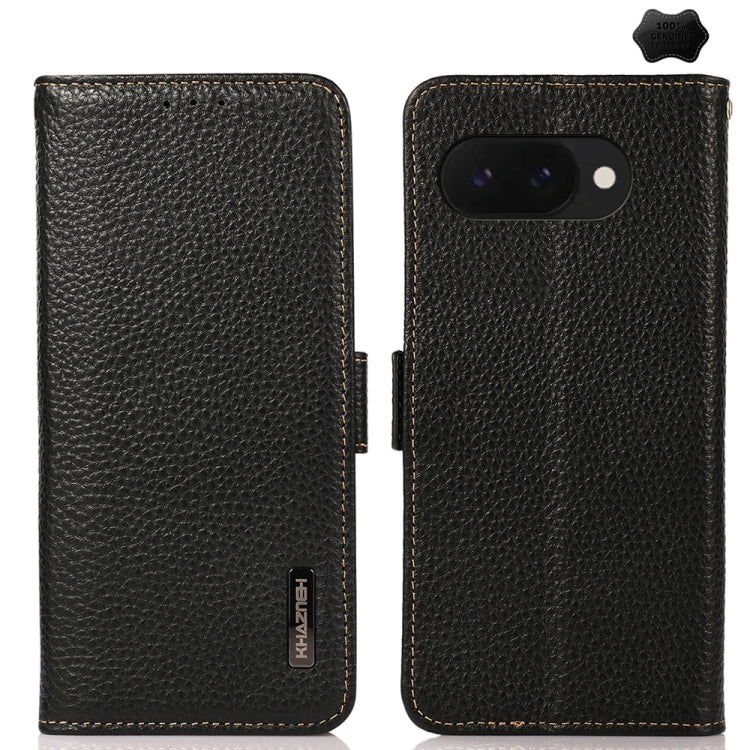 KHAZNEH Side-Magnetic Litchi Genuine Leather RFID Phone Case, For Google Pixel 11 Pro XL, For Google Pixel 11 Pro / 11, For Google Pixel 10a, For Google Pixel 9a, For Google Pixel 9 Pro, For Google Pixel 9