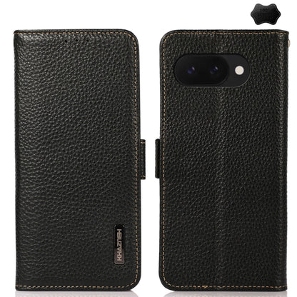 KHAZNEH Side-Magnetic Litchi Genuine Leather RFID Phone Case, For Google Pixel 11 Pro XL, For Google Pixel 11 Pro / 11, For Google Pixel 10a, For Google Pixel 9a, For Google Pixel 9 Pro, For Google Pixel 9