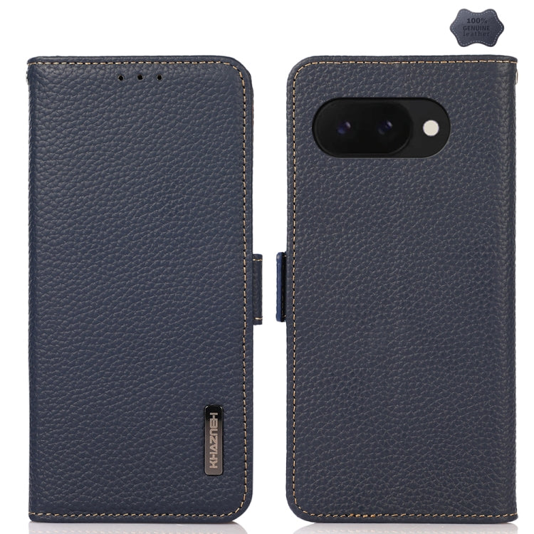 KHAZNEH Side-Magnetic Litchi Genuine Leather RFID Phone Case, For Google Pixel 11 Pro XL, For Google Pixel 11 Pro / 11, For Google Pixel 10a, For Google Pixel 9a, For Google Pixel 9 Pro, For Google Pixel 9