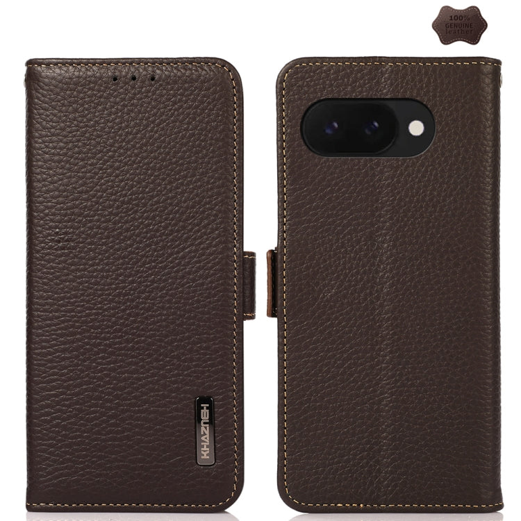 KHAZNEH Side-Magnetic Litchi Genuine Leather RFID Phone Case, For Google Pixel 11 Pro XL, For Google Pixel 11 Pro / 11, For Google Pixel 10a, For Google Pixel 9a, For Google Pixel 9 Pro, For Google Pixel 9