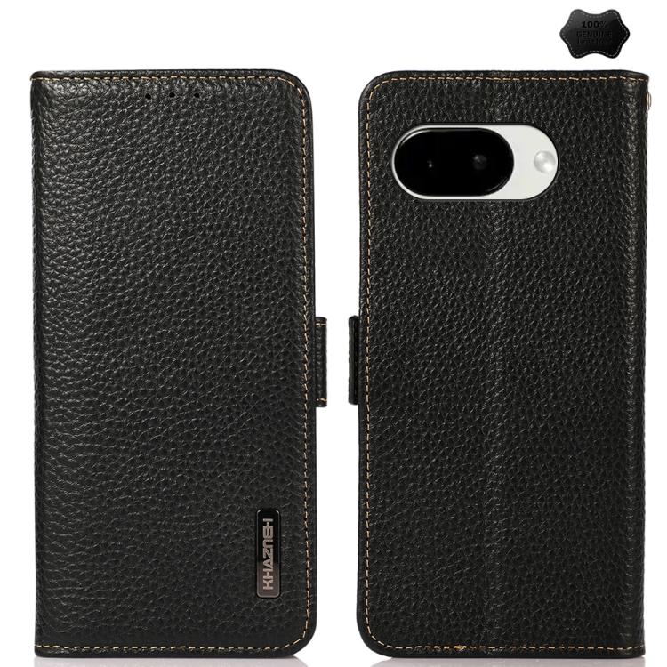 KHAZNEH Side-Magnetic Litchi Genuine Leather RFID Phone Case, For Google Pixel 11 Pro XL, For Google Pixel 11 Pro / 11, For Google Pixel 10a, For Google Pixel 9a, For Google Pixel 9 Pro, For Google Pixel 9