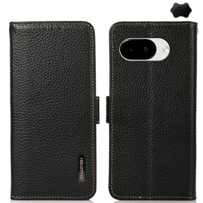 KHAZNEH Side-Magnetic Litchi Genuine Leather RFID Phone Case, For Google Pixel 11 Pro XL, For Google Pixel 11 Pro / 11, For Google Pixel 10a, For Google Pixel 9a, For Google Pixel 9 Pro, For Google Pixel 9