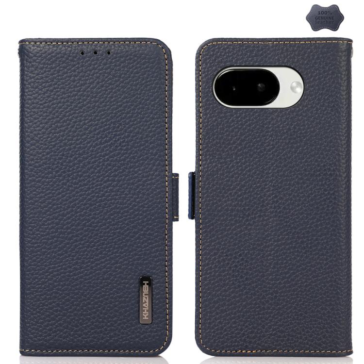 KHAZNEH Side-Magnetic Litchi Genuine Leather RFID Phone Case, For Google Pixel 11 Pro XL, For Google Pixel 11 Pro / 11, For Google Pixel 10a, For Google Pixel 9a, For Google Pixel 9 Pro, For Google Pixel 9