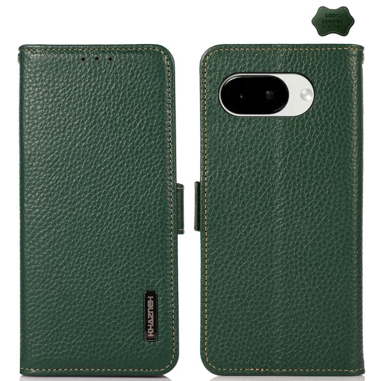 KHAZNEH Side-Magnetic Litchi Genuine Leather RFID Phone Case, For Google Pixel 11 Pro XL, For Google Pixel 11 Pro / 11, For Google Pixel 10a, For Google Pixel 9a, For Google Pixel 9 Pro, For Google Pixel 9