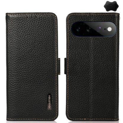 KHAZNEH Side-Magnetic Litchi Genuine Leather RFID Phone Case, For Google Pixel 11 Pro XL, For Google Pixel 11 Pro / 11, For Google Pixel 10a, For Google Pixel 9a, For Google Pixel 9 Pro, For Google Pixel 9