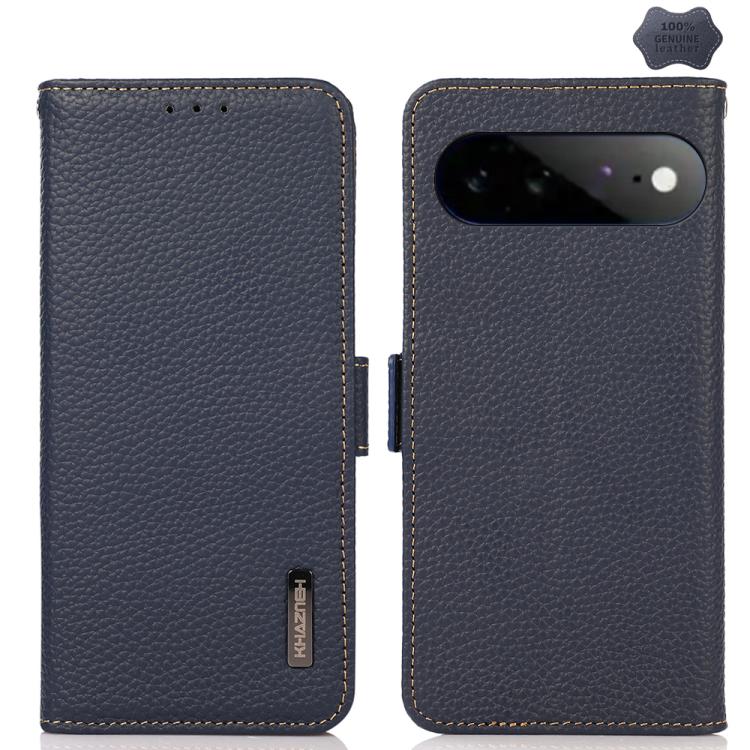 KHAZNEH Side-Magnetic Litchi Genuine Leather RFID Phone Case, For Google Pixel 11 Pro XL, For Google Pixel 11 Pro / 11, For Google Pixel 10a, For Google Pixel 9a, For Google Pixel 9 Pro, For Google Pixel 9