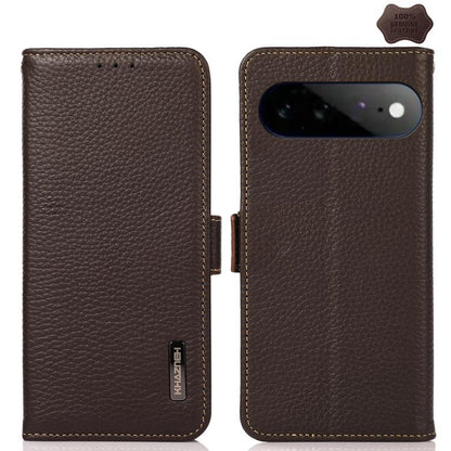 KHAZNEH Side-Magnetic Litchi Genuine Leather RFID Phone Case, For Google Pixel 11 Pro XL, For Google Pixel 11 Pro / 11, For Google Pixel 10a, For Google Pixel 9a, For Google Pixel 9 Pro, For Google Pixel 9