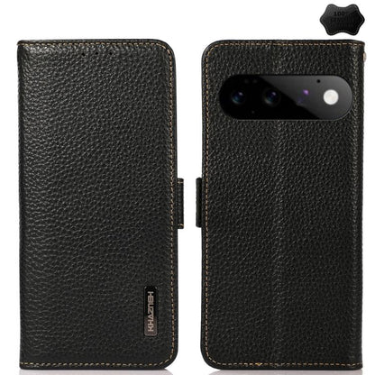 KHAZNEH Side-Magnetic Litchi Genuine Leather RFID Phone Case, For Google Pixel 11 Pro XL, For Google Pixel 11 Pro / 11, For Google Pixel 10a, For Google Pixel 9a, For Google Pixel 9 Pro, For Google Pixel 9