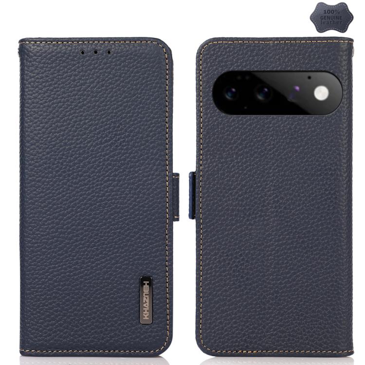 KHAZNEH Side-Magnetic Litchi Genuine Leather RFID Phone Case, For Google Pixel 11 Pro XL, For Google Pixel 11 Pro / 11, For Google Pixel 10a, For Google Pixel 9a, For Google Pixel 9 Pro, For Google Pixel 9