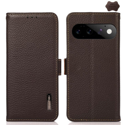 KHAZNEH Side-Magnetic Litchi Genuine Leather RFID Phone Case, For Google Pixel 11 Pro XL, For Google Pixel 11 Pro / 11, For Google Pixel 10a, For Google Pixel 9a, For Google Pixel 9 Pro, For Google Pixel 9