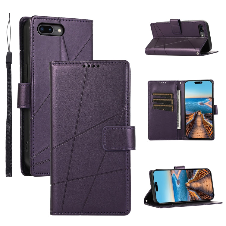 PU Genuine Leather Texture Embossed Line Phone Case, For iPhone 8 Plus / 7 Plus, For iPhone 6s Plus / 6 Plus, For iPhone 6s / 6