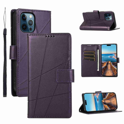PU Genuine Leather Texture Embossed Line Phone Case, For iPhone 13, For iPhone 13 mini, For iPhone 12, For iPhone 12 Pro Max
