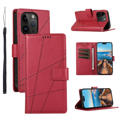 PU Genuine Leather Texture Embossed Line Phone Case, For iPhone 15, For iPhone 14 Plus, For iPhone 14, For iPhone 14 Pro