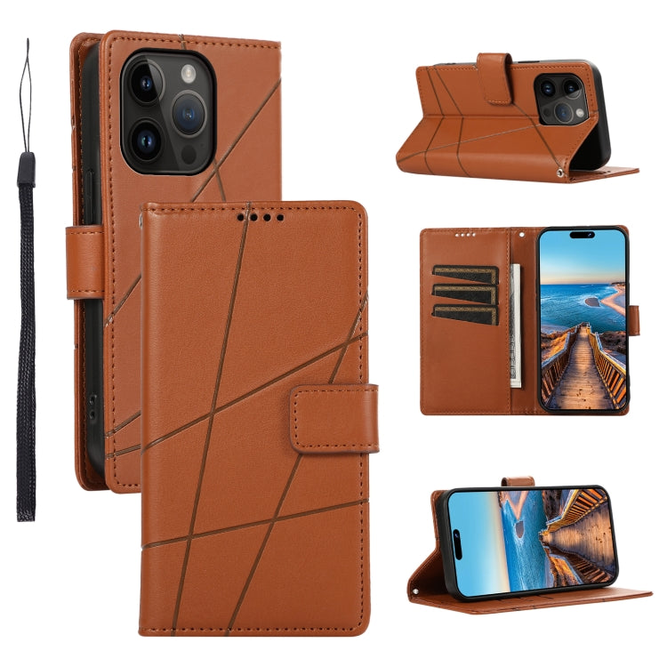 PU Genuine Leather Texture Embossed Line Phone Case, For iPhone 15, For iPhone 14 Plus, For iPhone 14, For iPhone 14 Pro