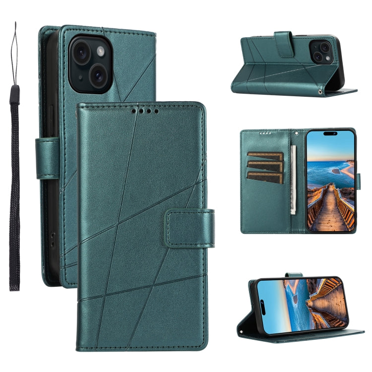PU Genuine Leather Texture Embossed Line Phone Case, For iPhone 16, For iPhone 15 Pro Max, For iPhone 15 Pro, For iPhone 15 Plus
