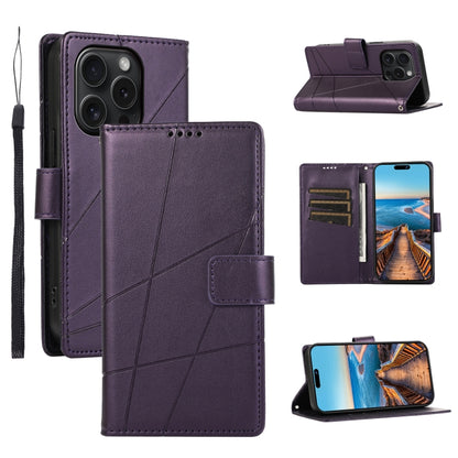 PU Genuine Leather Texture Embossed Line Phone Case, For iPhone 16, For iPhone 15 Pro Max, For iPhone 15 Pro, For iPhone 15 Plus