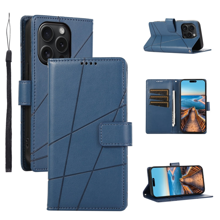 PU Genuine Leather Texture Embossed Line Phone Case, For iPhone 16, For iPhone 15 Pro Max, For iPhone 15 Pro, For iPhone 15 Plus