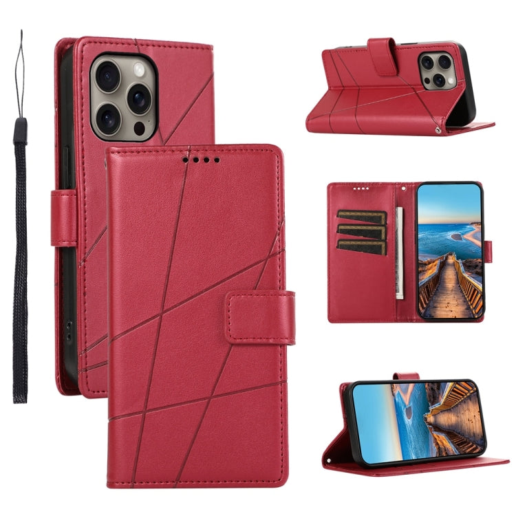 PU Genuine Leather Texture Embossed Line Phone Case, For iPhone Air, For iPhone 16 Pro Max, For iPhone 16 Pro, For iPhone 16 Plus