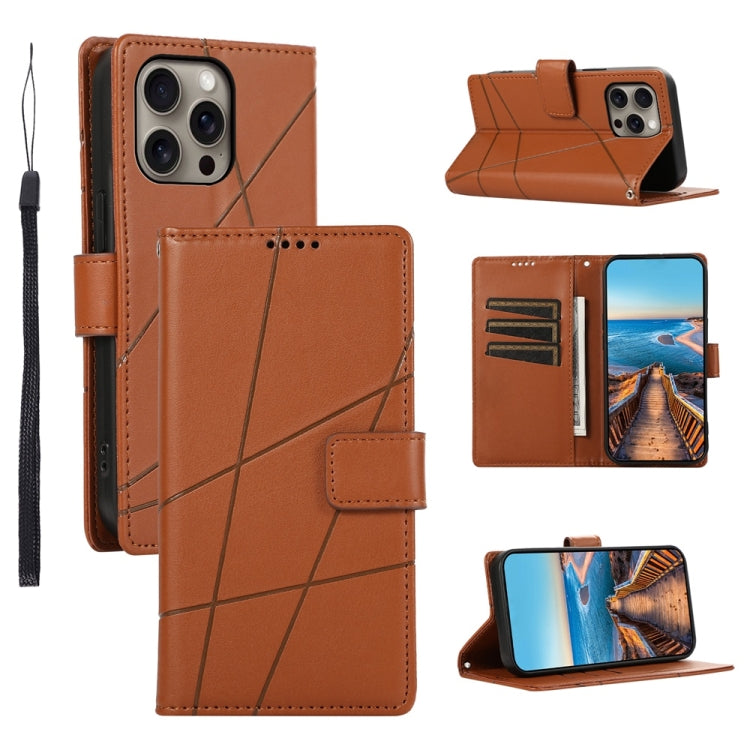 PU Genuine Leather Texture Embossed Line Phone Case, For iPhone Air, For iPhone 16 Pro Max, For iPhone 16 Pro, For iPhone 16 Plus