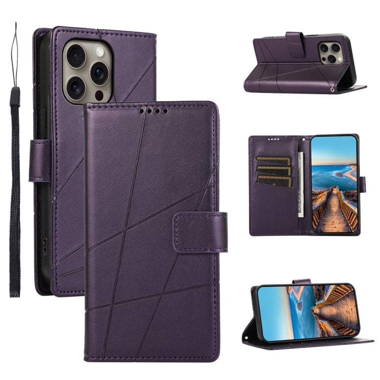 PU Genuine Leather Texture Embossed Line Phone Case, For iPhone Air, For iPhone 16 Pro Max, For iPhone 16 Pro, For iPhone 16 Plus