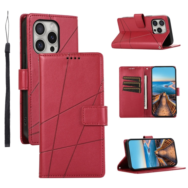 PU Genuine Leather Texture Embossed Line Phone Case, For iPhone Air, For iPhone 16 Pro Max, For iPhone 16 Pro, For iPhone 16 Plus
