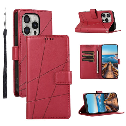 PU Genuine Leather Texture Embossed Line Phone Case, For iPhone Air, For iPhone 16 Pro Max, For iPhone 16 Pro, For iPhone 16 Plus