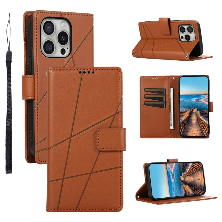 PU Genuine Leather Texture Embossed Line Phone Case, For iPhone Air, For iPhone 16 Pro Max, For iPhone 16 Pro, For iPhone 16 Plus