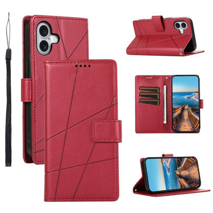 PU Genuine Leather Texture Embossed Line Phone Case, For iPhone Air, For iPhone 16 Pro Max, For iPhone 16 Pro, For iPhone 16 Plus