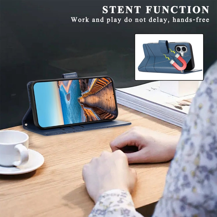 PU Genuine Leather Texture Embossed Line Phone Case, For iPhone 16, For iPhone 15 Pro Max, For iPhone 15 Pro, For iPhone 15 Plus