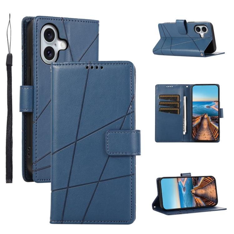 PU Genuine Leather Texture Embossed Line Phone Case, For iPhone 16, For iPhone 15 Pro Max, For iPhone 15 Pro, For iPhone 15 Plus