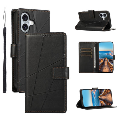 PU Genuine Leather Texture Embossed Line Phone Case, For iPhone 16, For iPhone 15 Pro Max, For iPhone 15 Pro, For iPhone 15 Plus