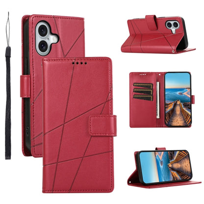 PU Genuine Leather Texture Embossed Line Phone Case, For iPhone 16, For iPhone 15 Pro Max, For iPhone 15 Pro, For iPhone 15 Plus