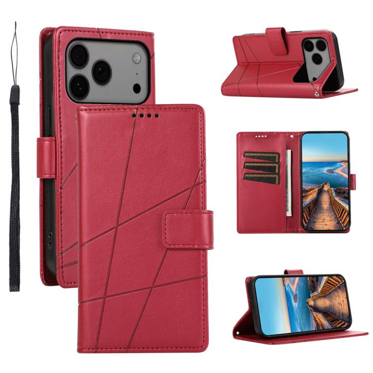 PU Genuine Leather Texture Embossed Line Phone Case, For iPhone 17e / 16e, For iPhone 17 Pro Max, For iPhone 17 Pro, For iPhone 17