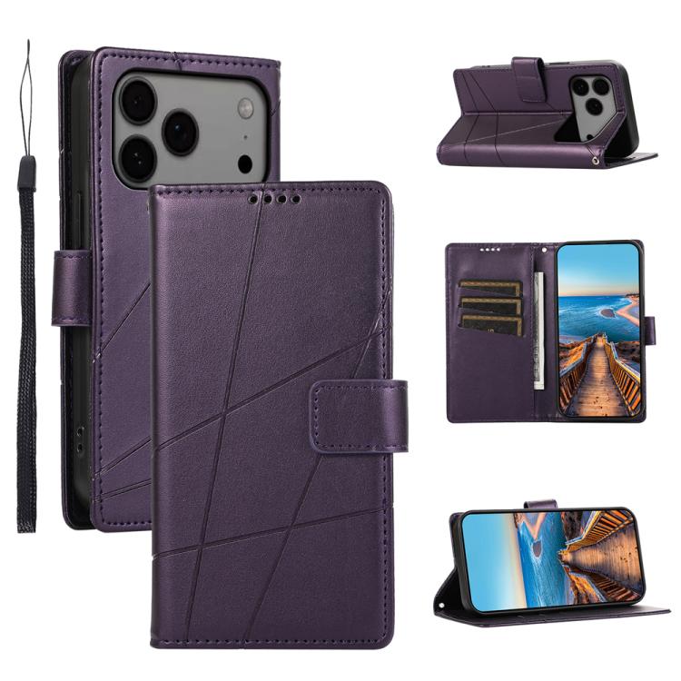 PU Genuine Leather Texture Embossed Line Phone Case, For iPhone 17e / 16e, For iPhone 17 Pro Max, For iPhone 17 Pro, For iPhone 17