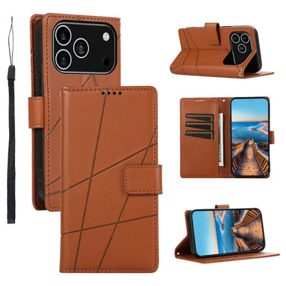 PU Genuine Leather Texture Embossed Line Phone Case, For iPhone 17e / 16e, For iPhone 17 Pro Max, For iPhone 17 Pro, For iPhone 17