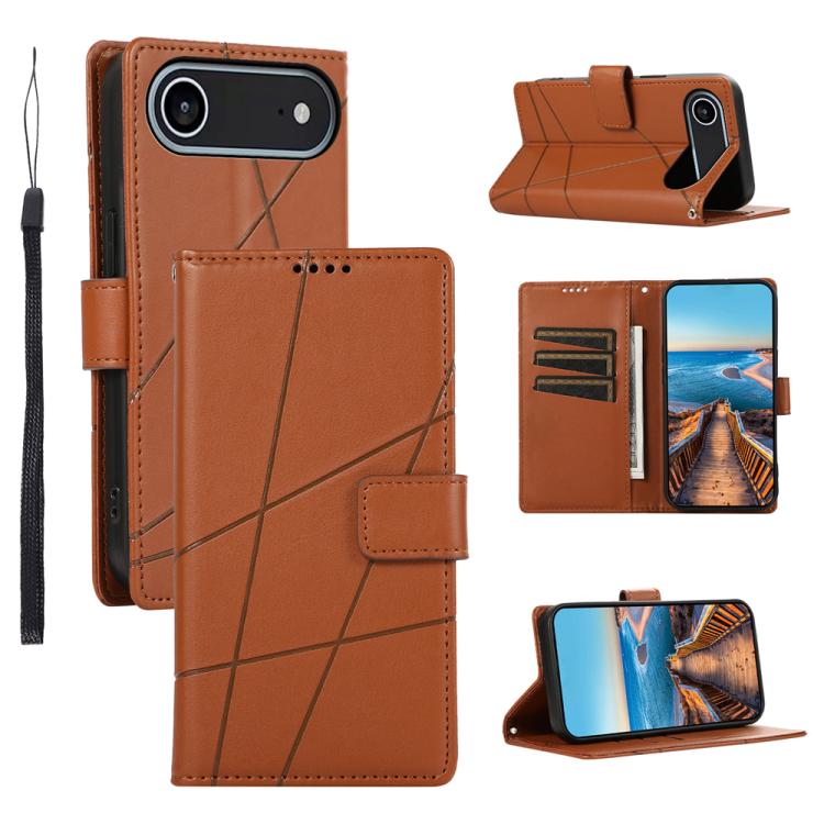 PU Genuine Leather Texture Embossed Line Phone Case, For iPhone Air, For iPhone 16 Pro Max, For iPhone 16 Pro, For iPhone 16 Plus