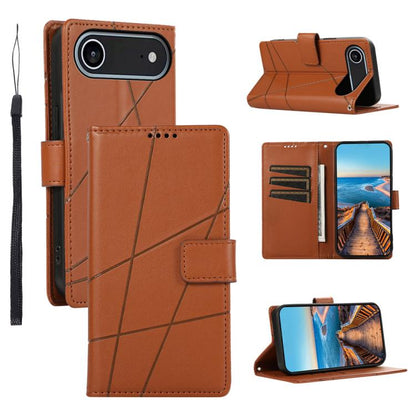 PU Genuine Leather Texture Embossed Line Phone Case, For iPhone Air, For iPhone 16 Pro Max, For iPhone 16 Pro, For iPhone 16 Plus