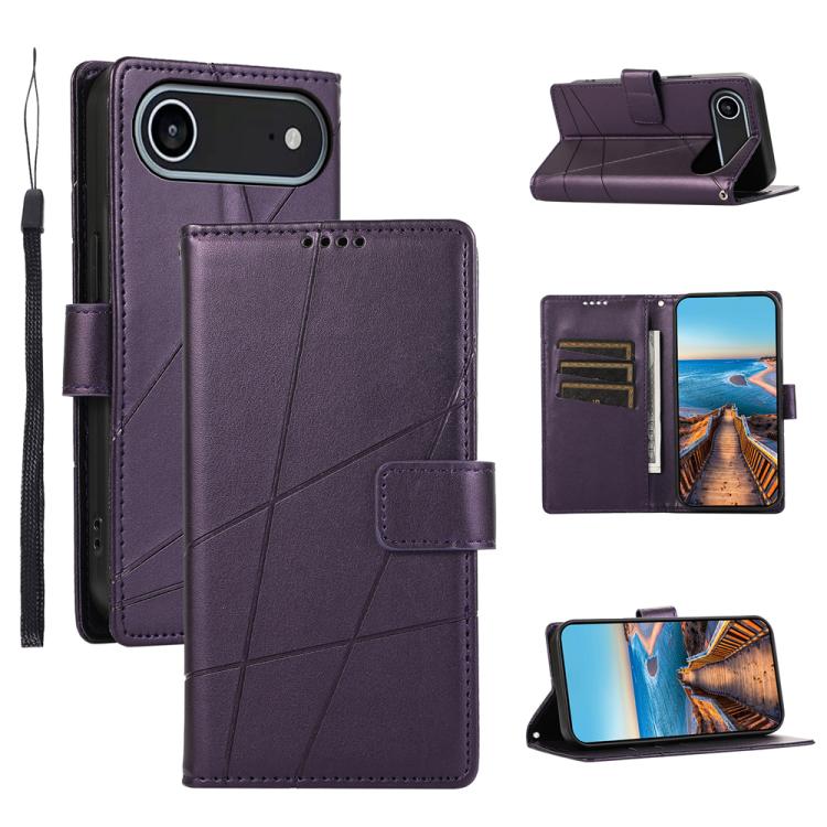 PU Genuine Leather Texture Embossed Line Phone Case, For iPhone Air, For iPhone 16 Pro Max, For iPhone 16 Pro, For iPhone 16 Plus