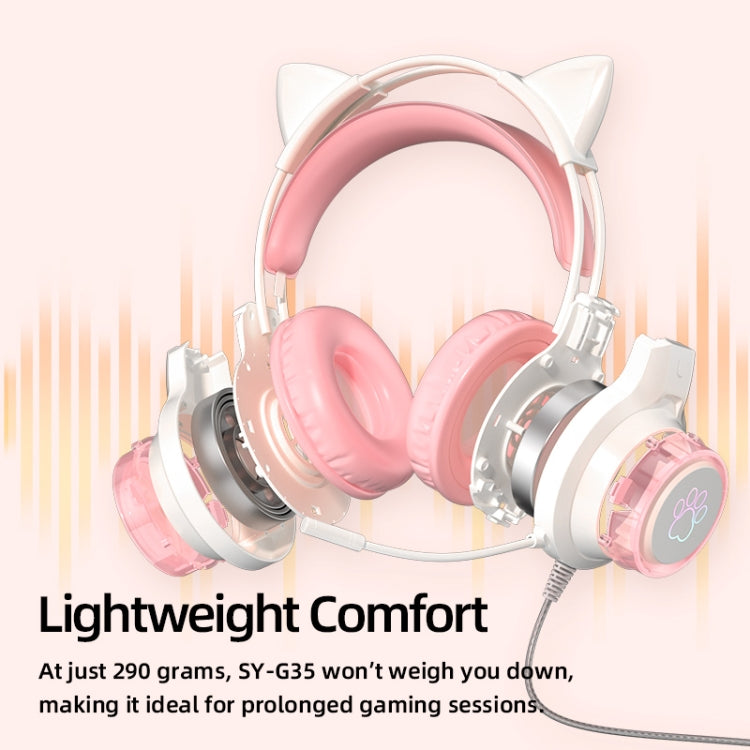 G35 Cute Cat RGB Head-mounted Wired Gaming Earphone