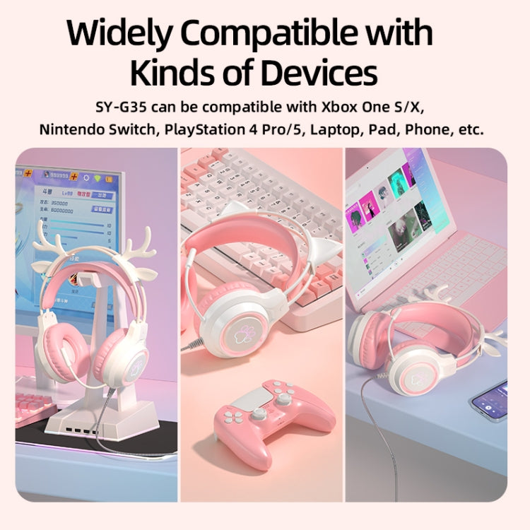 G35 Cute Cat RGB Head-mounted Wired Gaming Earphone