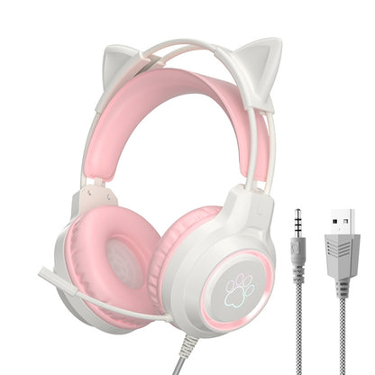 G35 Cute Cat RGB Head-mounted Wired Gaming Earphone