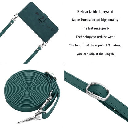 Skin Feel Heart Embossed Leather Phone Case with Long Lanyard, Series 3