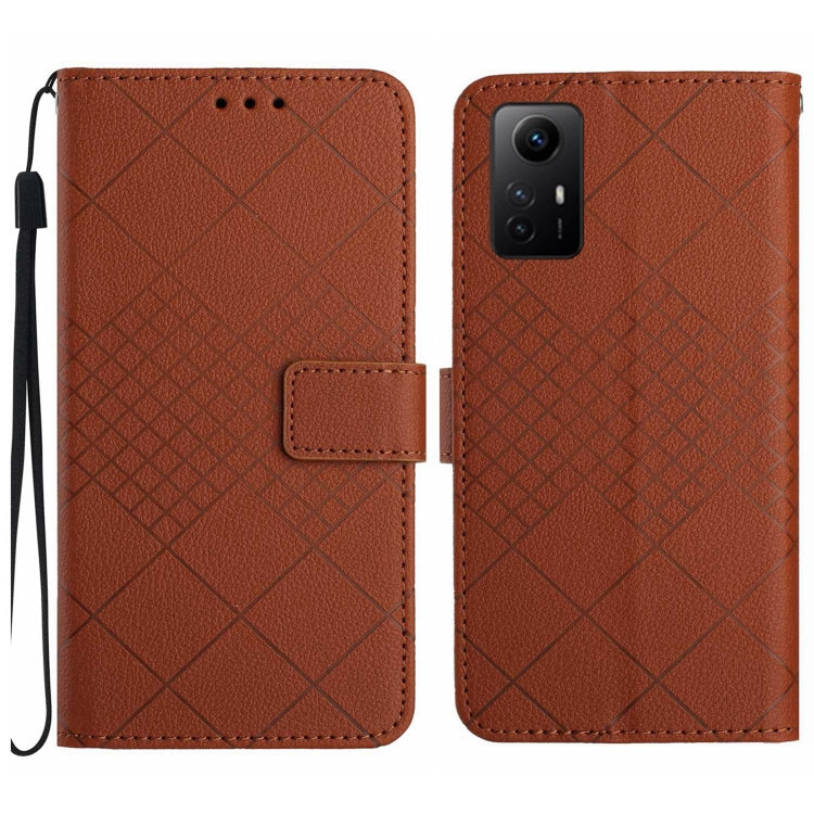 Rhombic Grid Texture Leather Phone Case, Series 1